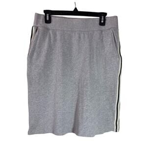 Lauren Ralph Lauren Skirt Womens Large Fleece Gray Black Stripes Pencil Pockets